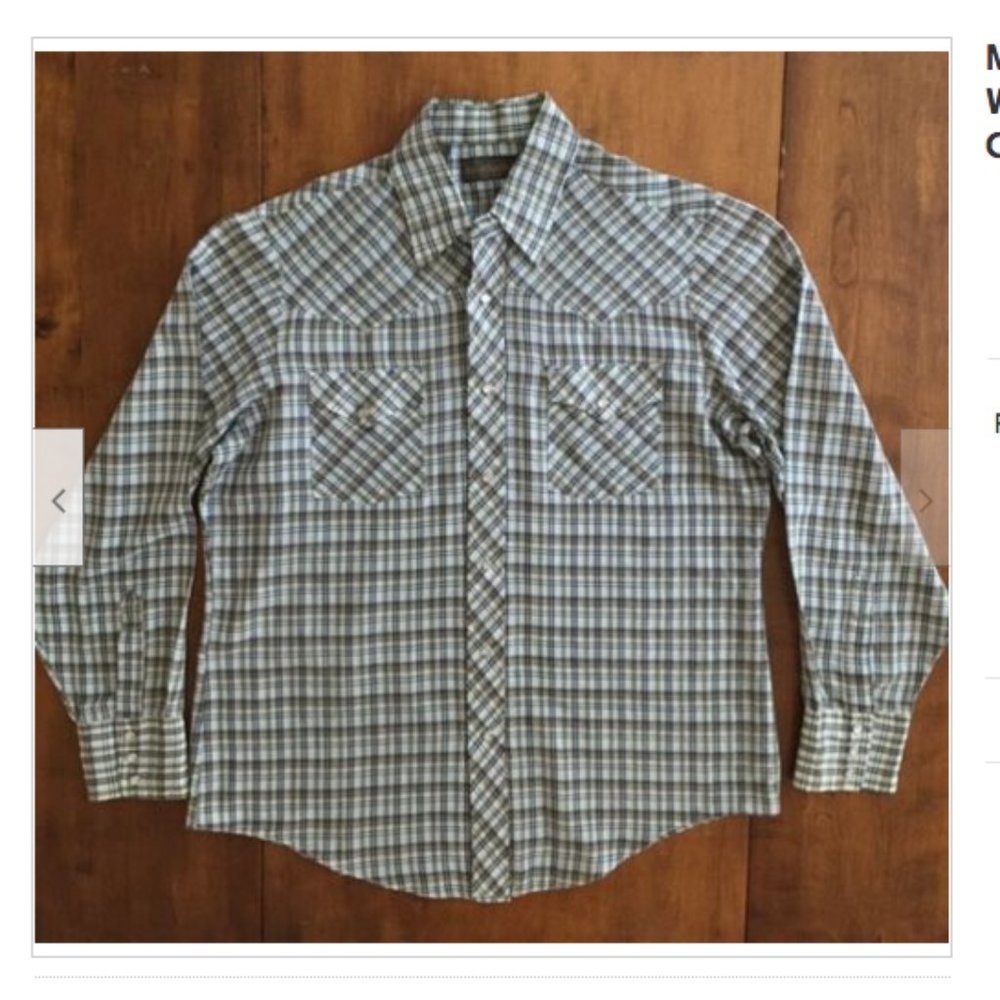 DAVID HARRISON PEARL SNAP WESTERN SHIRT Plaid L